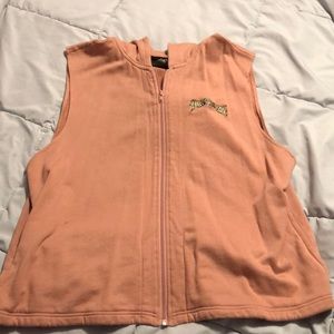 HD pink sweater vest with hood